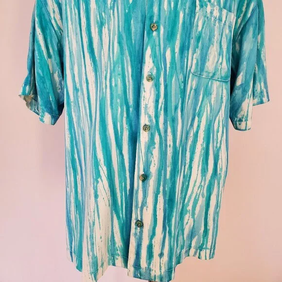 Painted Tommy bahama silk shirt blue stripe white XL limited edition collector